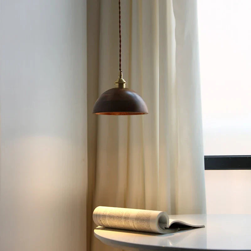 Walnut Wood LED Pendant Light, Modern Nordic Hanging Lamp for Home Decor