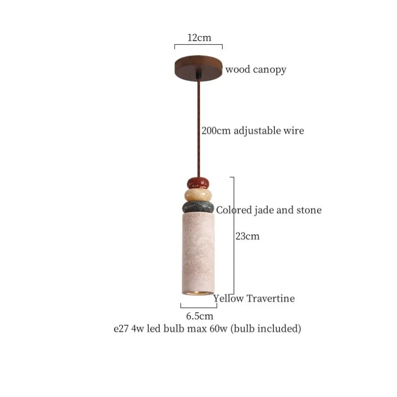 Yellow Travertine LED Pendant Light for Modern Home Decor