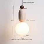 Stone Wood LED Pendant Lights Yellow Travertine Vintage Hanging Lamp