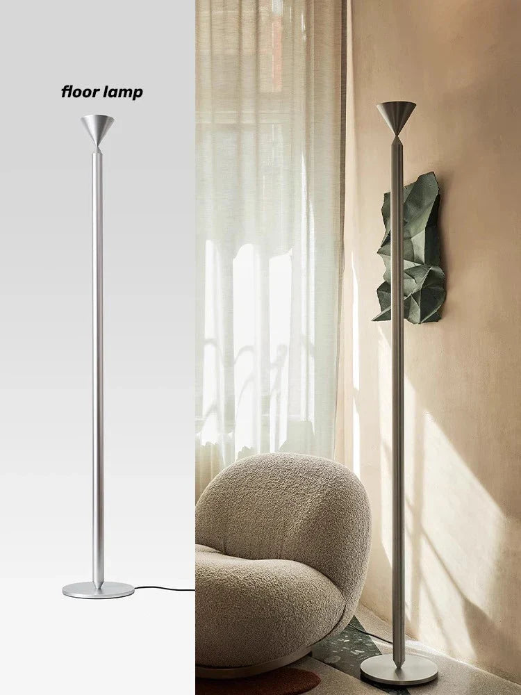 Minimalist Black Floor Lamp Stand Light Silver Simple Design