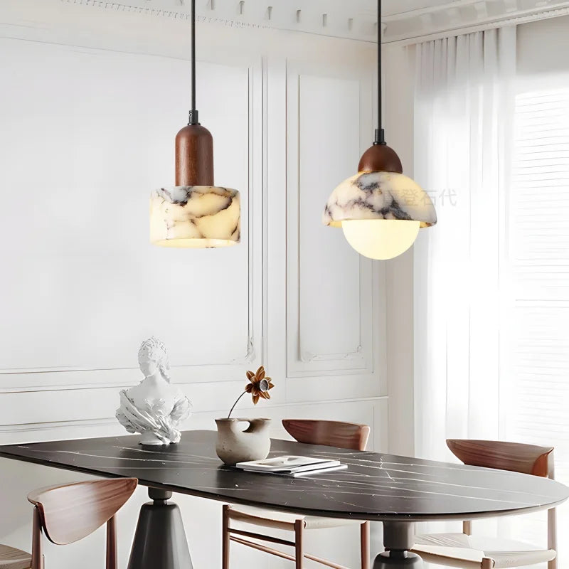Afralia™ Marble LED Pendant Lights for Kitchen Bedroom Living Room - Nordic Modern Hanging Lamp