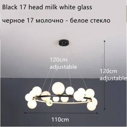 Glass Ball LED Chandelier: Modern Nordic Style for Living, Dining, Kitchen, Study