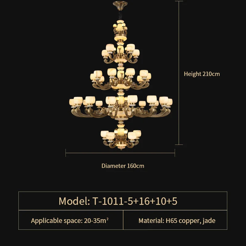 Jade Chandelier: Stylish Chinese Zen Living Room Lamp for Duplex Building by Guangdong Zhongshan