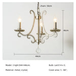 Crystal LED Chandelier: French Living Room Retro E14 Pendant Light for Home Decor