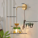 Glass LED Wall Light Fixture with Adjustable Wire, Pull Chain Switch for Bedroom, Coffee Shop