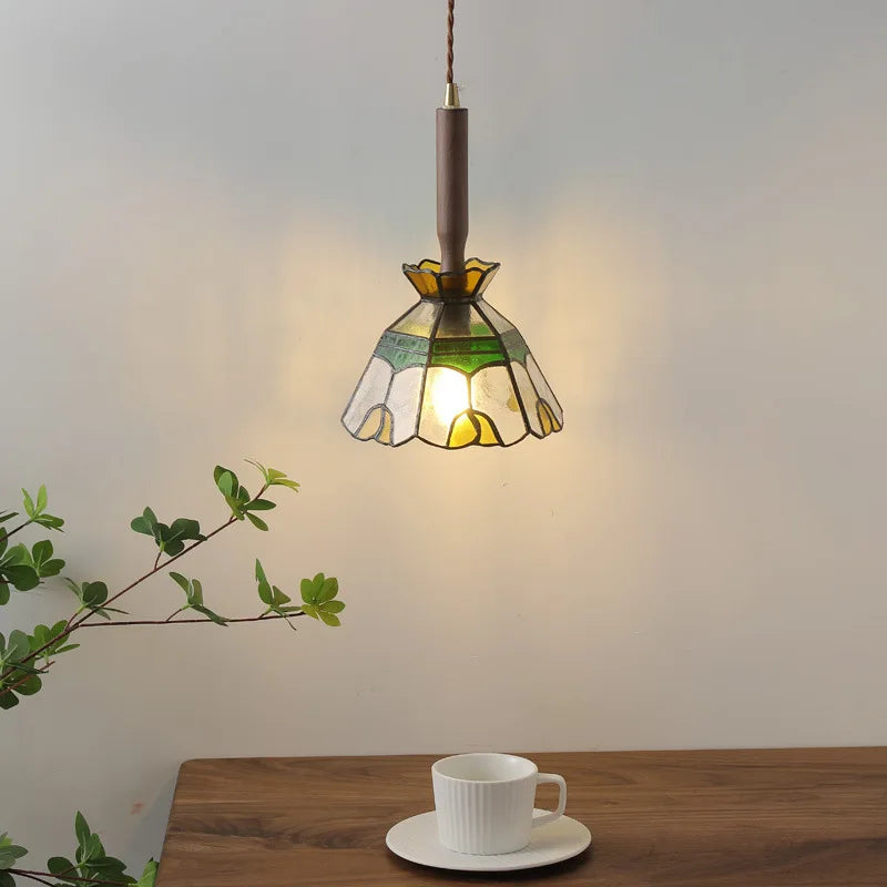 Glass Walnut LED Pendant Lamps: Modern Copper Lighting for Living Room, Bedroom, and Corridor