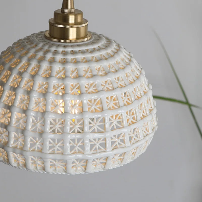 Afralia™ Nordic Ceramic Pendant Lights, Adjustable Modern Hanging Lamp for Bedroom & Dining Room