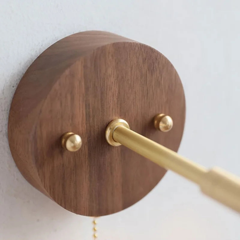 LED Walnut Wood Wall Sconce Clear Glass Bathroom Mirror Light