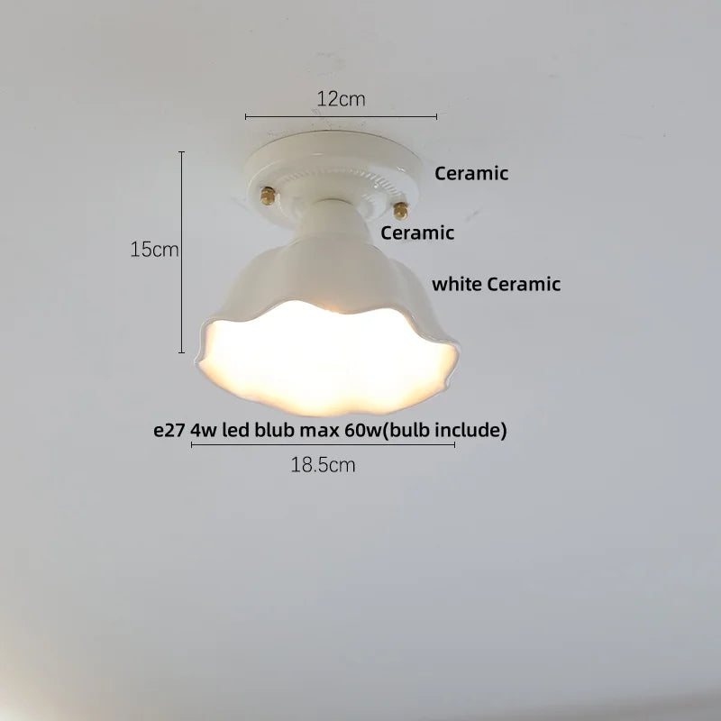 Nordic Modern White Flower Ceramic LED Ceiling Light by Afralia™