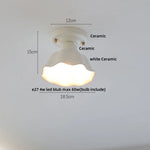 Nordic Modern White Flower Ceramic LED Ceiling Light by Afralia™