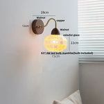 Tiffany Style LED Wall Sconce Walnut Wood Glass Stair Light.