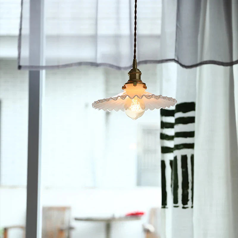 White Glass LED Pendant Light Fixture Modern Hanging Lamp