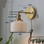 Copper LED Sconce Wall Lamp Pull Chain Switch Nordic Modern Ceramic Mirror Light