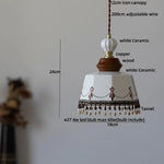 Afralia™ Copper Wood LED Pendant Light: Ceramic Modern Tassel Hanging Lamp