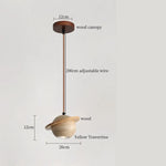 Stone Wood LED Pendant Lights Yellow Travertine Vintage Hanging Lamp