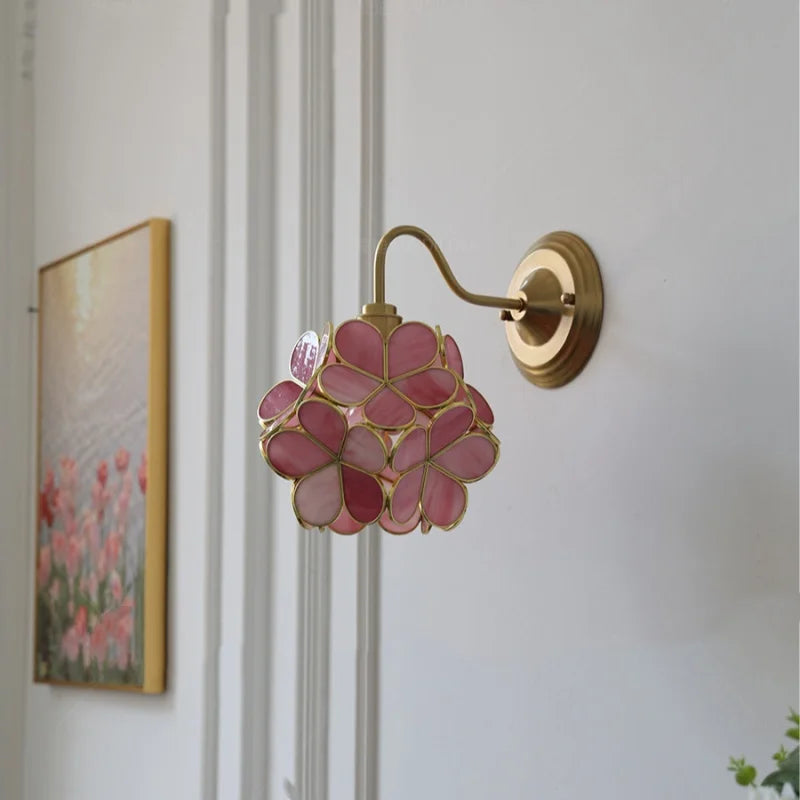 Pink Glass LED Wall Light Sconce for Home Decor or Bedroom