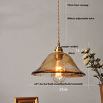 Wood Amber Glass LED Pendant Light Fixture - Nordic Modern Hanging Lamp