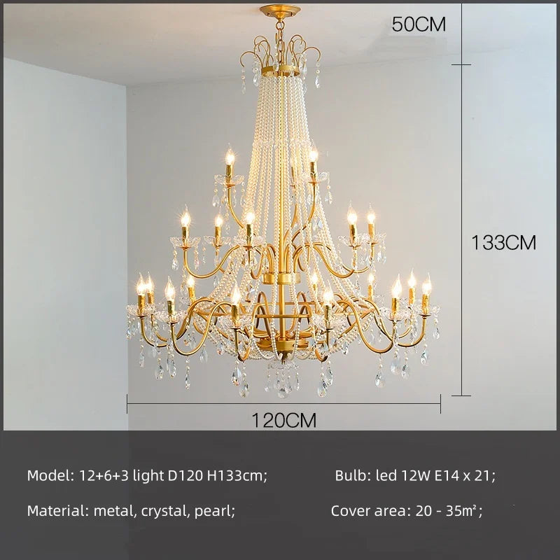 Crystal LED Chandelier Pendant Lights for Villa Stairs and Hotel Decor