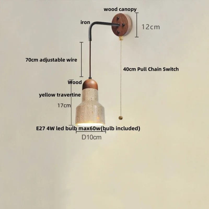 LED Yellow Travertine Stone Wall Lamp - Nordic Modern Stair Light