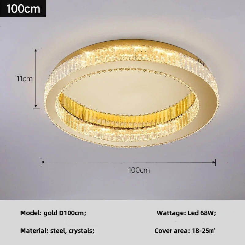 Modern K9 Crystals Dimmable LED Ceiling Light - Art Decor Luminarias