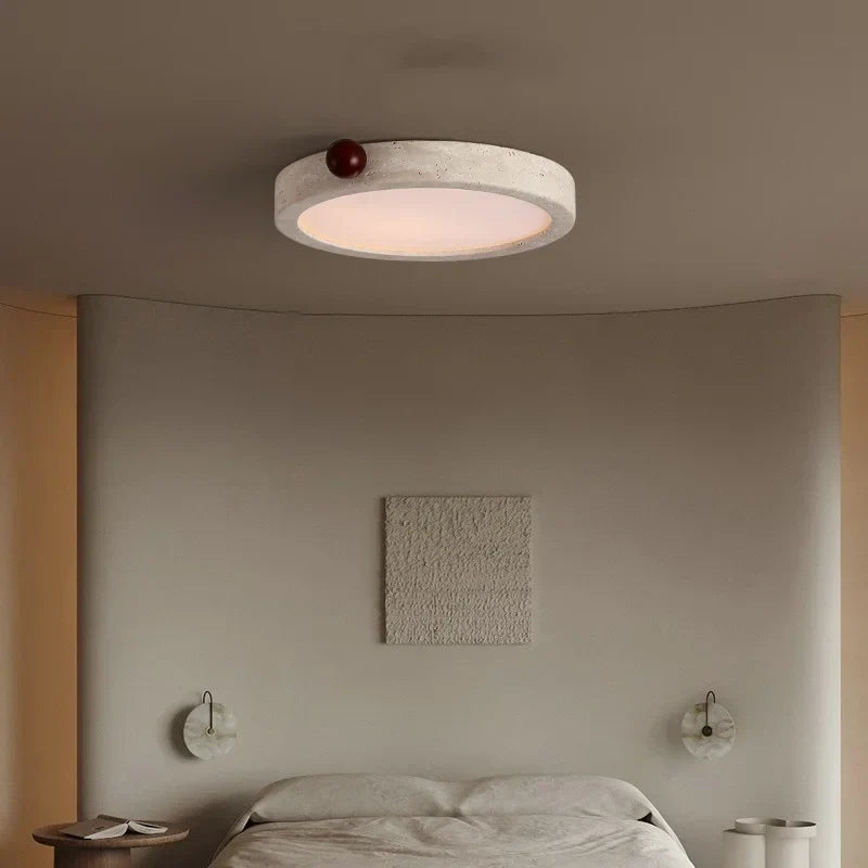 Modern Wood Stone LED Ceiling Light for Bedroom Living Room