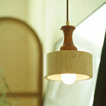 Wabi Sabi LED Pendant Lights Brown Wood Stone Yellow Travertine Hang Lamp