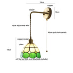 Tiffany Glass LED Wall Lights Modern Pull Chain Bedside Lamp