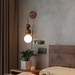 Glass and Wood Adjustable Wall Light for Living Room and Bedroom