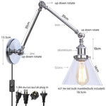 Vintage Loft LED Wall Lights Pull Chain Switch Glass Chrome Wall Lamp