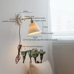 Afralia™ Copper Ceramic LED Wall Lamp with Pull Chain Switch for Stair Living Room