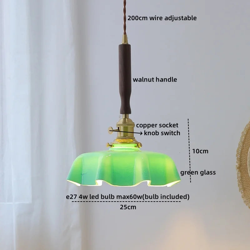 Blue Glass LED Pendant Lamp for Dining Living Room Bedroom