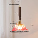 Ceramic Walnut Wood Pendant Light Fixture - Adjustable LED Lamparas for Study Aisle