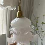 Afralia™ Flower Glass LED Pendant Light Fixture for Bedroom Dining Room Study