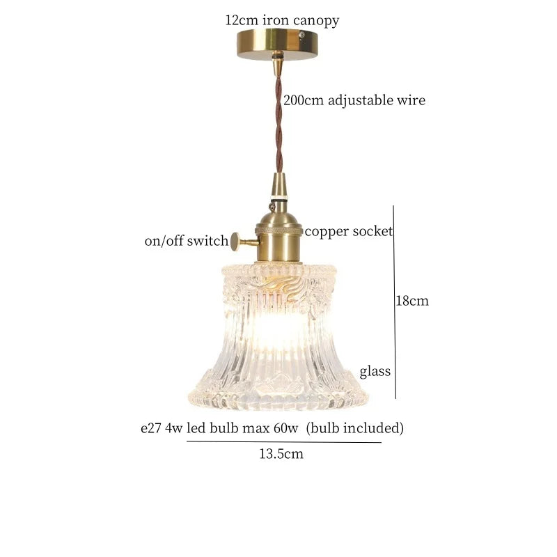 Petal Glass Copper LED Pendant Light- Modern Nordic Design