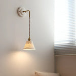 Afralia™ Adjustable LED Wall Sconce Lamp Stripe Ceramic Copper Mirror Bedside