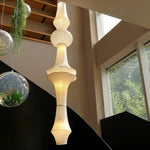 Japanese Cotton Paper Pendant Lamp Wabi Sabi Chandelier with E27 Bulb