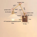 Cube Glass LED Wall Sconce Walnut Wood 2 Arms Rotatable Mirror Light