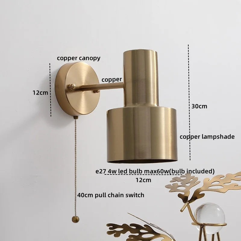LED Wall Lamp with Pull Chain Switch for Modern Home Decor