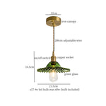 Green Glass LED Pendant Light Fixture - Modern Nordic Hanging Lamp