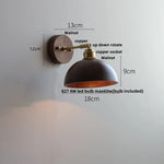Nordic Copper Lampshade LED Wall Sconce with Pull Chain Switch
