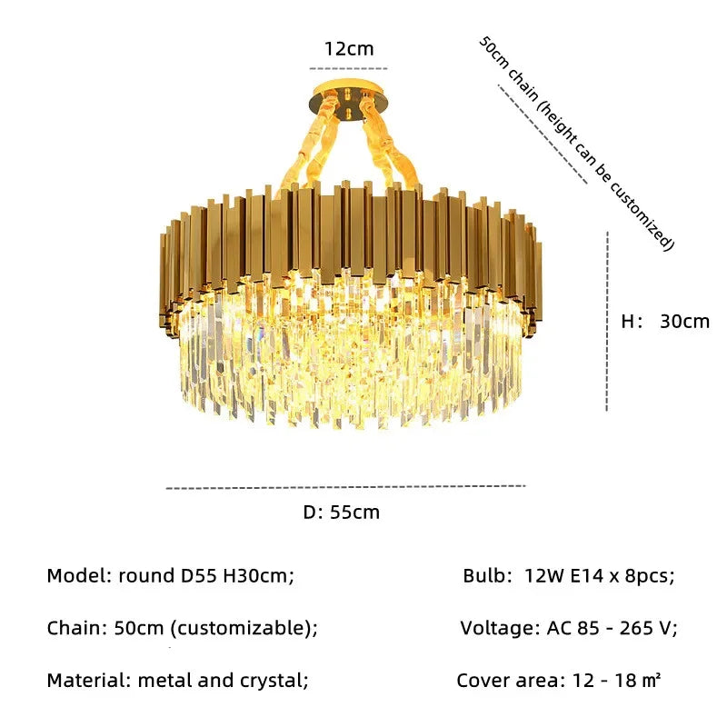 Gold Crystal LED Pendant Lights for Dining Room - Stunning Indoor Suspension Fixtures