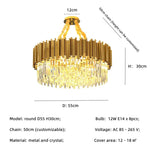Gold Crystal LED Pendant Lights for Dining Room - Stunning Indoor Suspension Fixtures