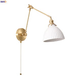 Ceramic LED Wall Lamp, Pull Chain Switch, Nordic Copper, Small Size