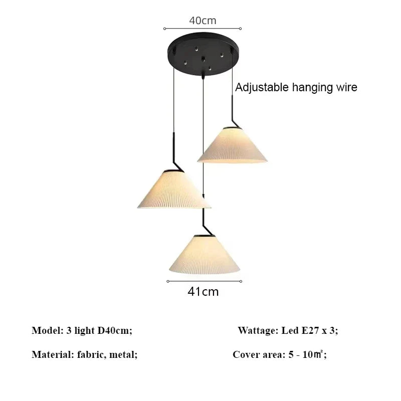 Cream Pleated Pendant Light by Afralia™: Modern Nordic E27 Chandelier for Living Room, Loft, Bar.