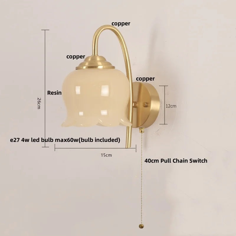 Copper LED Wall Sconce - Modern Nordic Bedroom Light Fixture