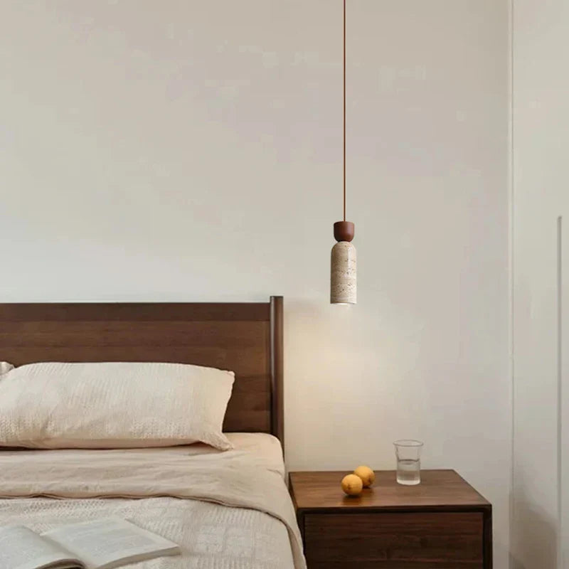 Afralia™ Yellow Travertine Wabi Sabi LED Pendant Lights for Bedroom Living Room