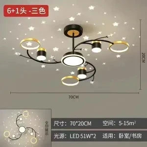 Nordic Starry Sky Dimmable LED Ceiling Chandelier for Home Decor Lighting