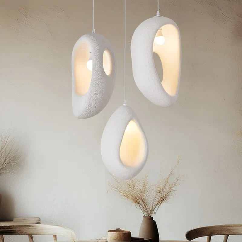 White Wabi Sabi E27 LED Pendant Chandelier for Home Decor & Bar, Nordic Design