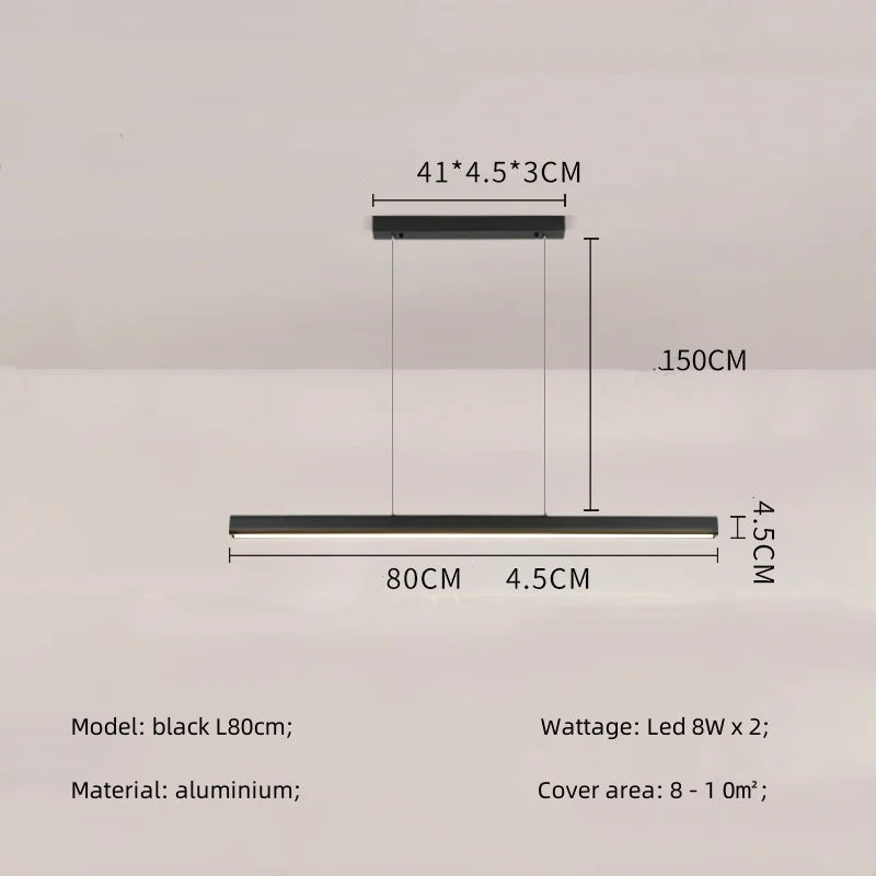 Modern Straight Pendant LED Light - Minimalist Painted Aluminium Chandelier