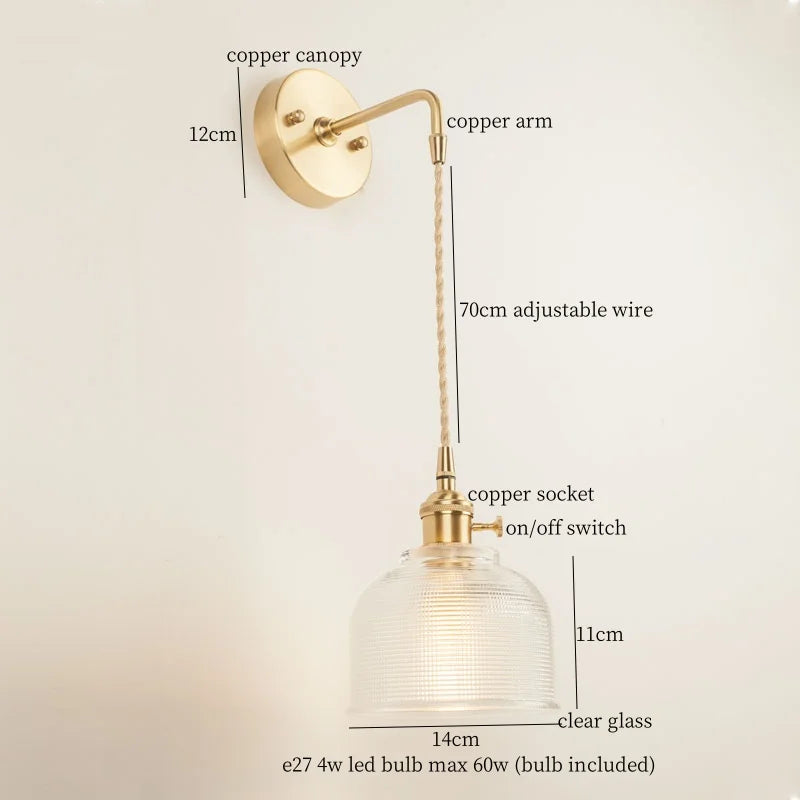 Afralia™ Copper LED Wall Lamp for Bedroom Sofa, Bathroom, Mirror, Stair Light